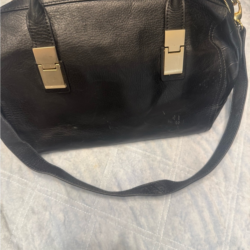 Levity Black Satchel with Gold Accents